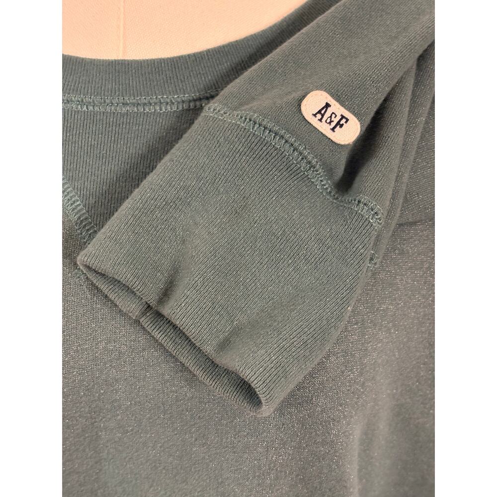 ABERCROMBIE & FITCH Cropped Sweatshirt | Green Shimmer Long Sleeve | LARGE - Picture 7 of 9